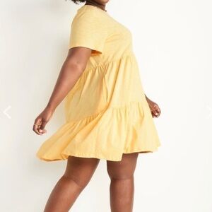 Old navy yellow cotton tiered dress women’s size 3X